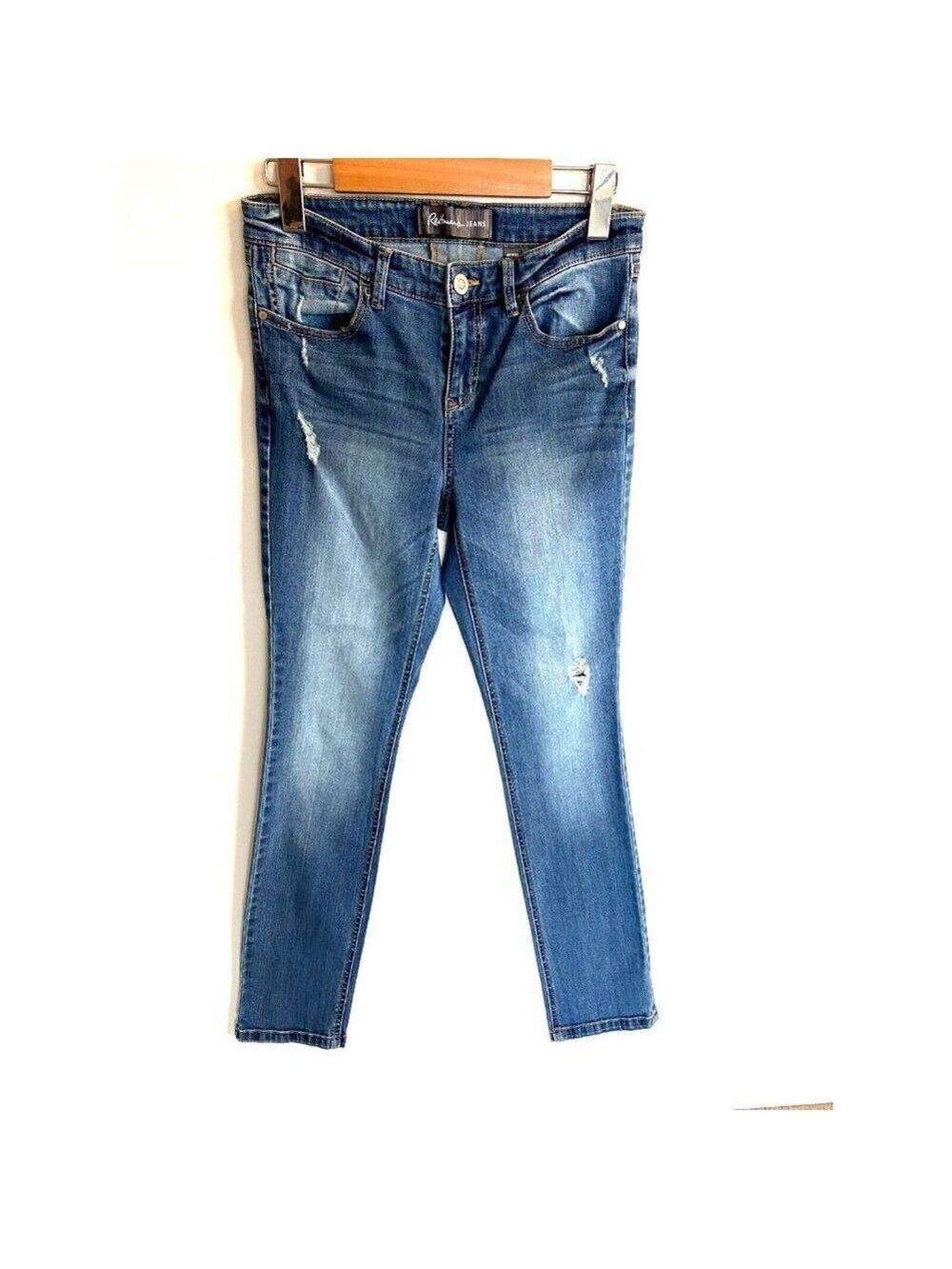 Reitmans Jeans Women's Skinny Blue Distressed Jeans Size Petite 27